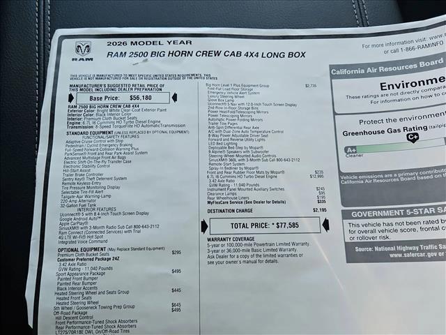 new 2026 Ram 2500 car, priced at $68,909