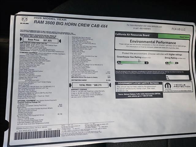 new 2026 Ram 3500 car, priced at $71,254