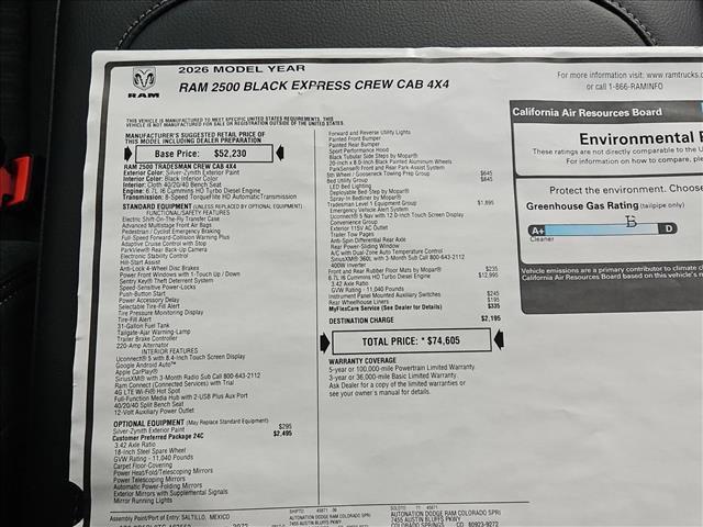 new 2026 Ram 2500 car, priced at $65,567