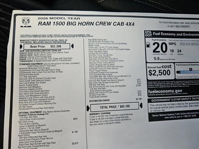 new 2026 Ram 1500 car, priced at $53,561