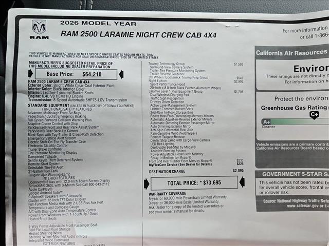 new 2026 Ram 2500 car, priced at $65,610