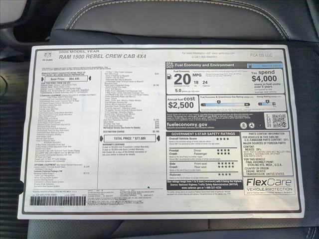 new 2026 Ram 1500 car, priced at $72,040