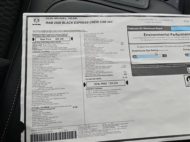 new 2026 Ram 2500 car, priced at $65,304