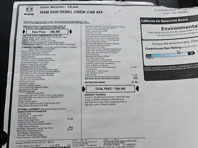 new 2026 Ram 2500 car, priced at $85,755