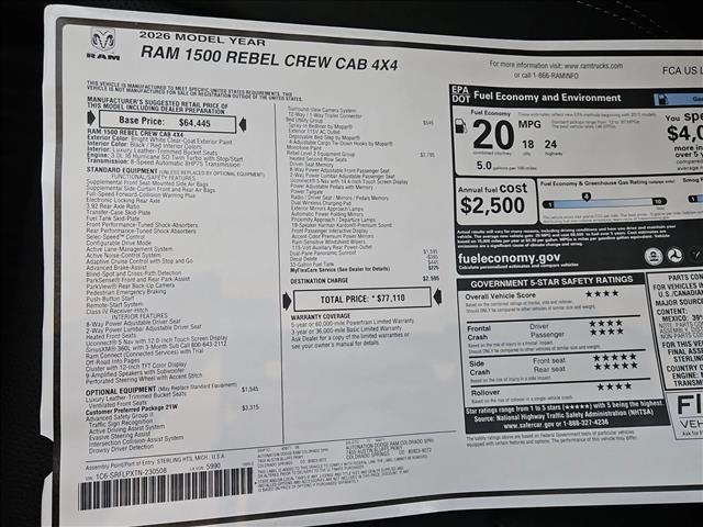 new 2026 Ram 1500 car, priced at $66,182