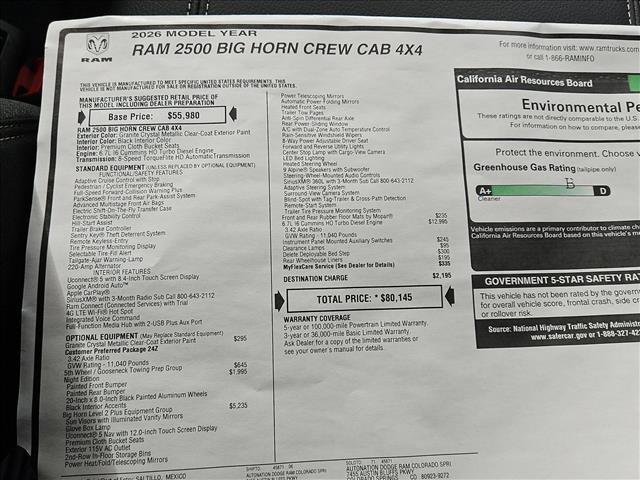 new 2026 Ram 2500 car, priced at $71,178