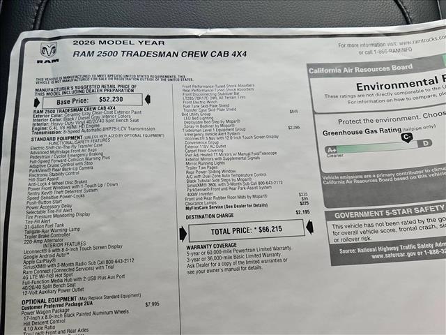 new 2026 Ram 2500 car, priced at $71,084