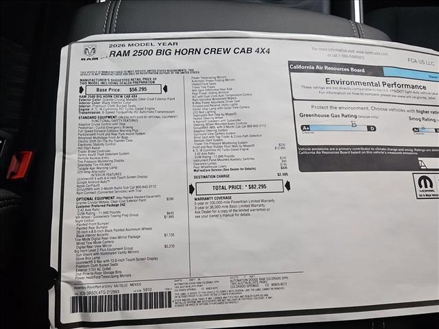 new 2026 Ram 2500 car, priced at $72,055