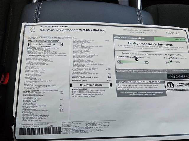 new 2026 Ram 2500 car, priced at $69,172