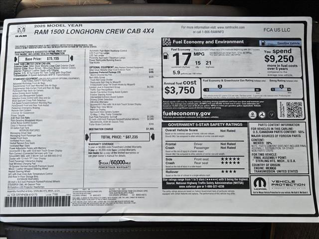 new 2025 Ram 1500 car, priced at $77,321