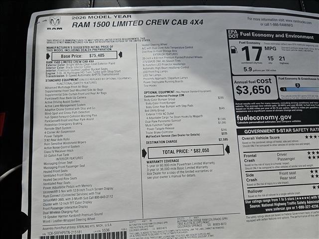 new 2026 Ram 1500 car, priced at $74,439