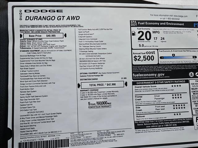 new 2026 Dodge Durango car, priced at $38,999