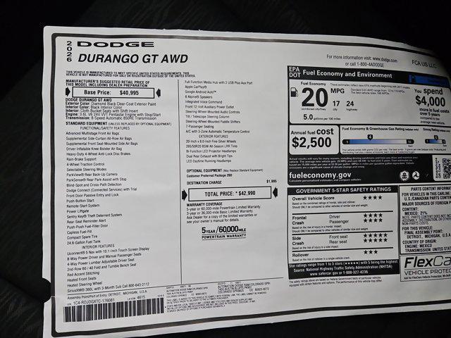 new 2026 Dodge Durango car, priced at $39,991