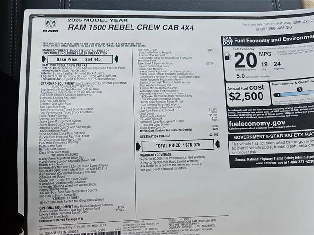 new 2026 Ram 1500 car, priced at $64,131