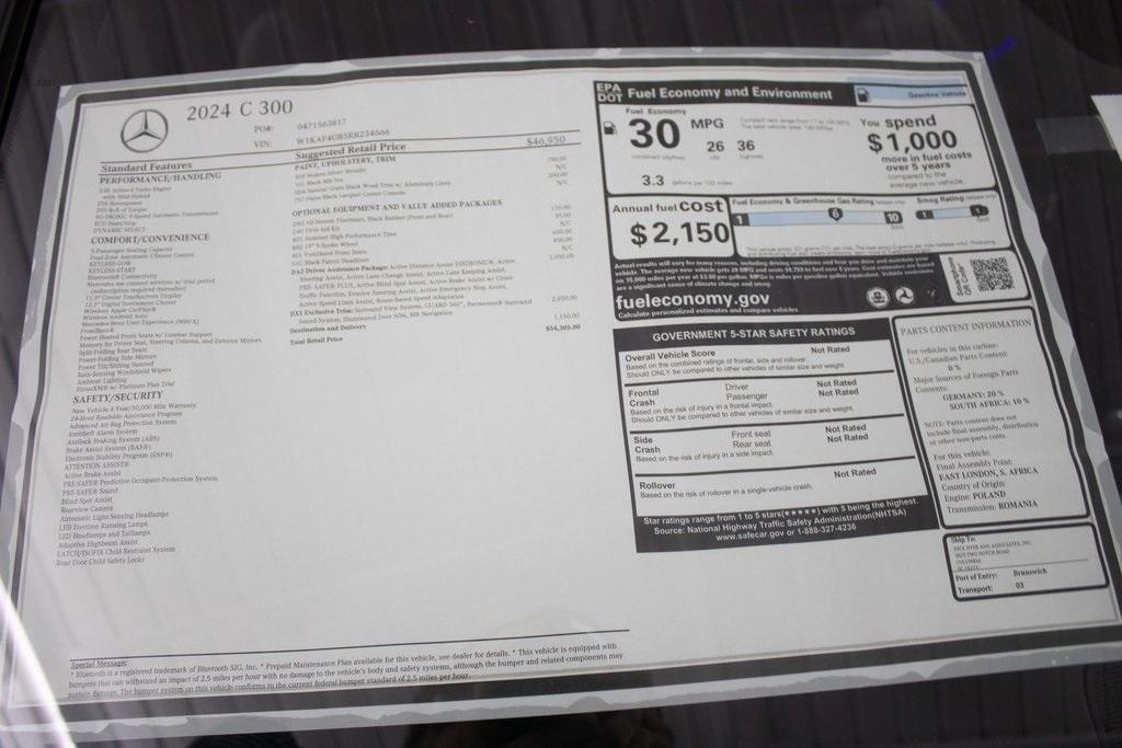 used 2024 Mercedes-Benz C-Class car, priced at $47,989