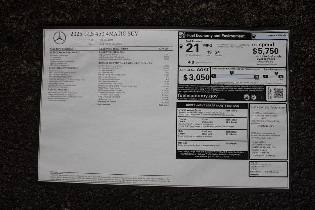 new 2025 Mercedes-Benz GLS 450 car, priced at $114,685