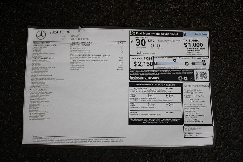 used 2024 Mercedes-Benz C-Class car, priced at $45,989