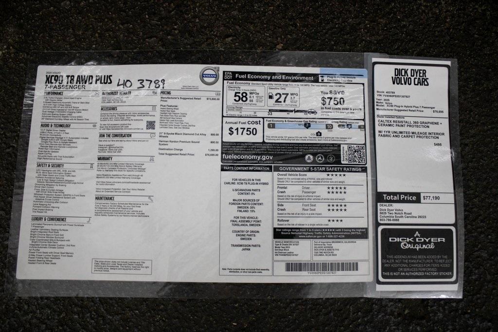used 2025 Volvo XC90 Plug-In Hybrid car, priced at $71,989