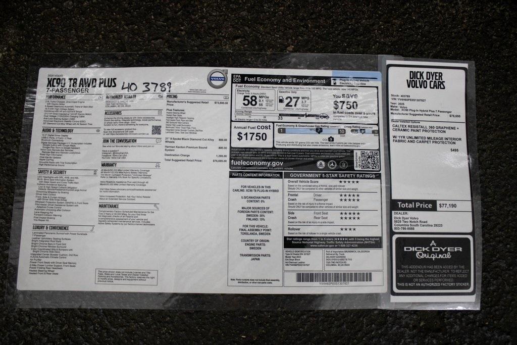 used 2025 Volvo XC90 Plug-In Hybrid car, priced at $68,989