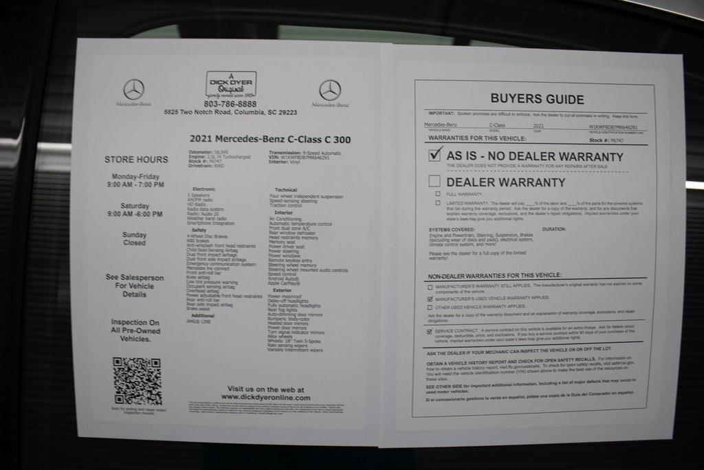 used 2021 Mercedes-Benz C-Class car, priced at $28,989