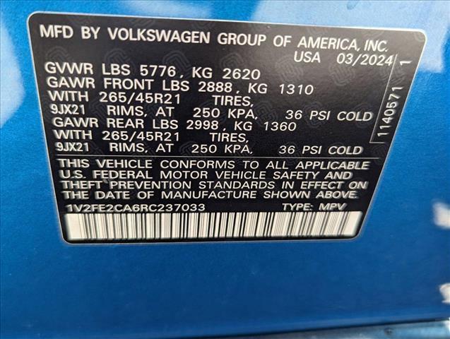 new 2024 Volkswagen Atlas Cross Sport car, priced at $51,716