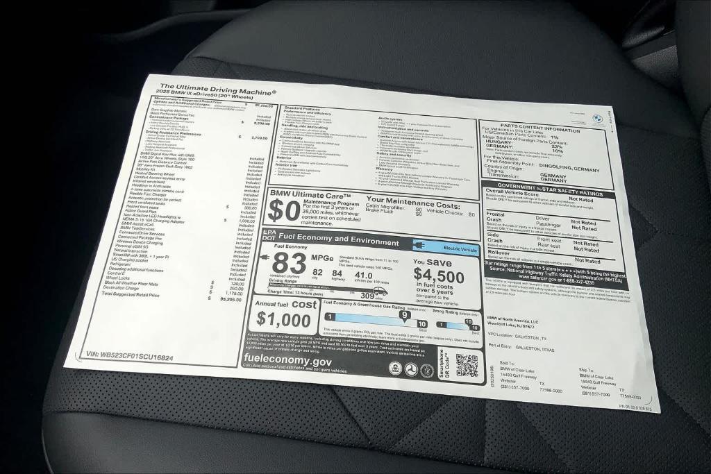 new 2025 BMW iX car, priced at $77,999