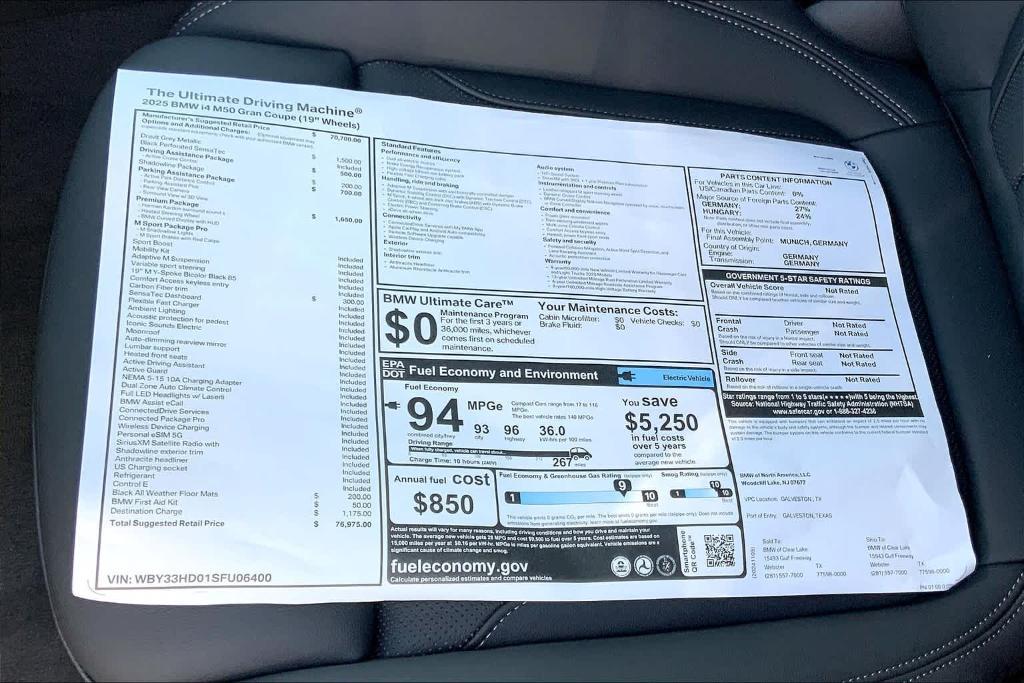 new 2025 BMW i4 Gran Coupe car, priced at $76,975