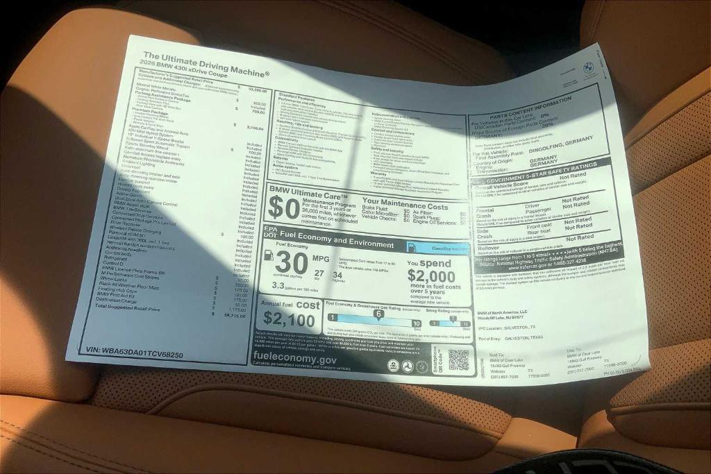 new 2026 BMW 430 car, priced at $52,594