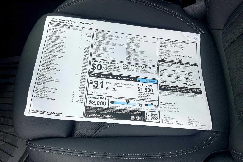 new 2026 BMW 430 car, priced at $50,483