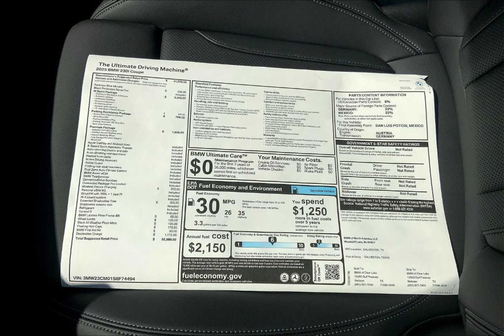new 2025 BMW 230 car, priced at $44,372