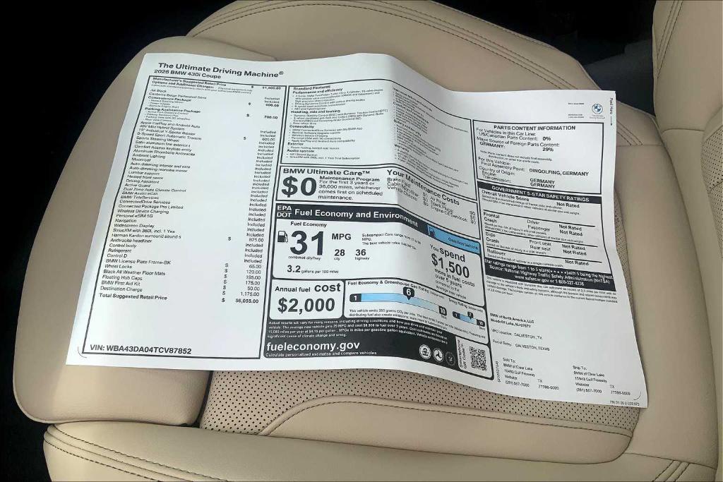new 2026 BMW 430 car, priced at $46,483