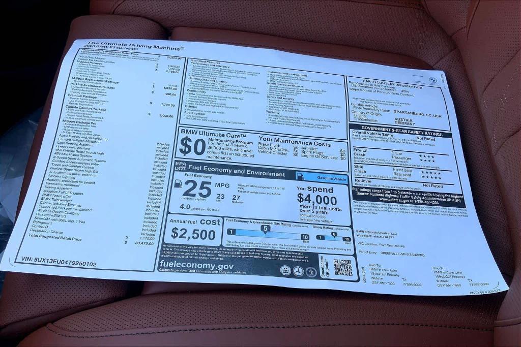 new 2026 BMW X5 car, priced at $84,070