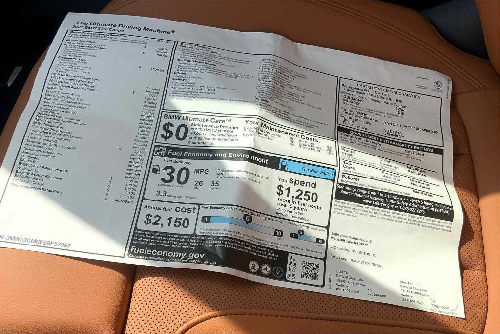new 2025 BMW 230 car, priced at $38,372