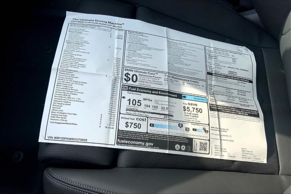 new 2025 BMW i5 car, priced at $61,999