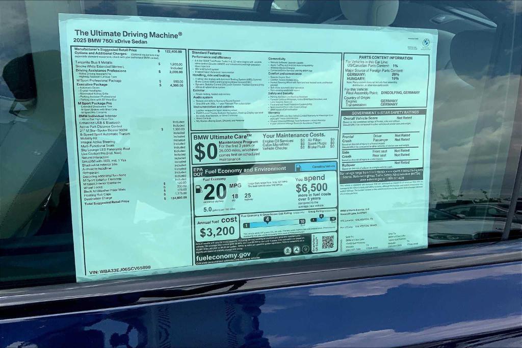 new 2025 BMW 760 car, priced at $123,483