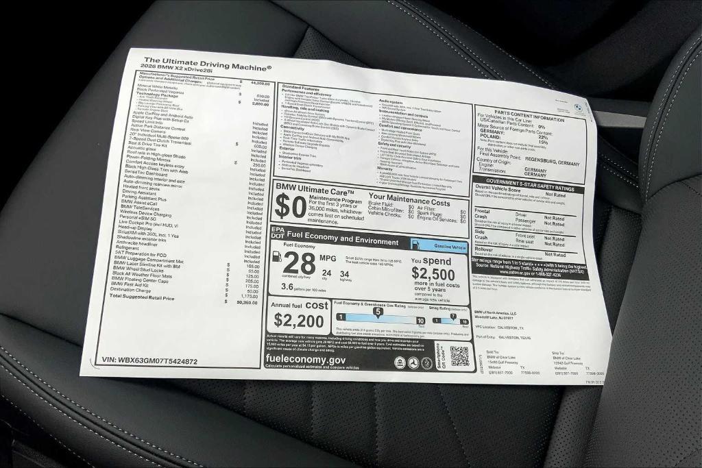 new 2026 BMW X2 car, priced at $50,955