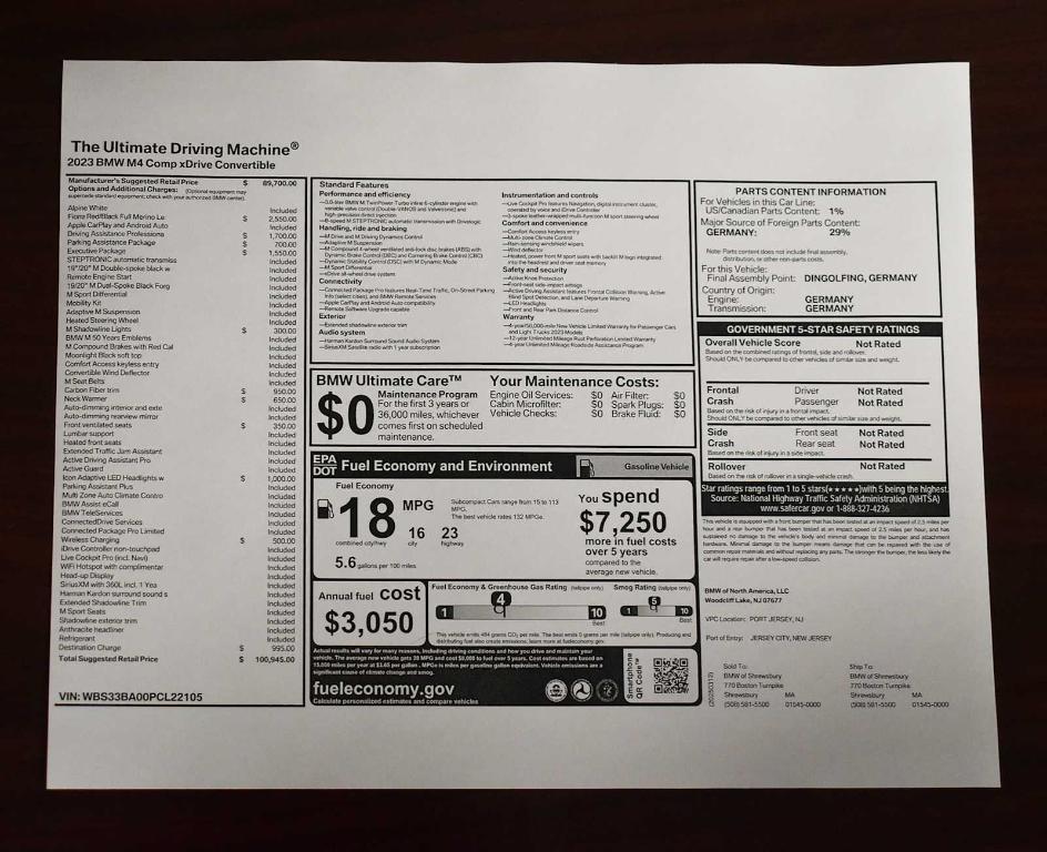 used 2023 BMW M4 car, priced at $69,877