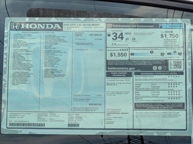new 2025 Honda Civic car, priced at $29,055
