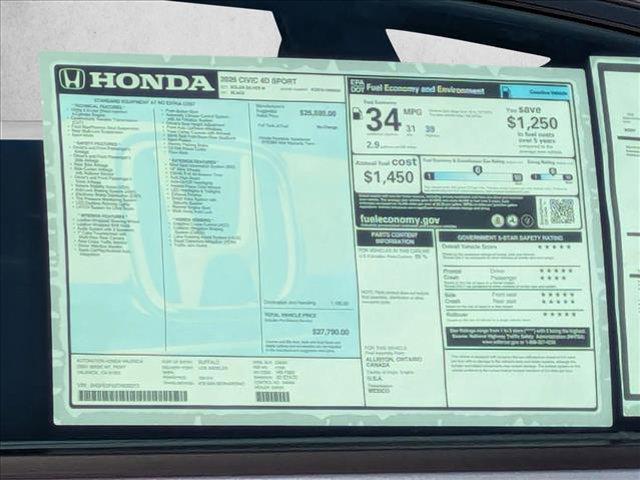 new 2026 Honda Civic car, priced at $28,289