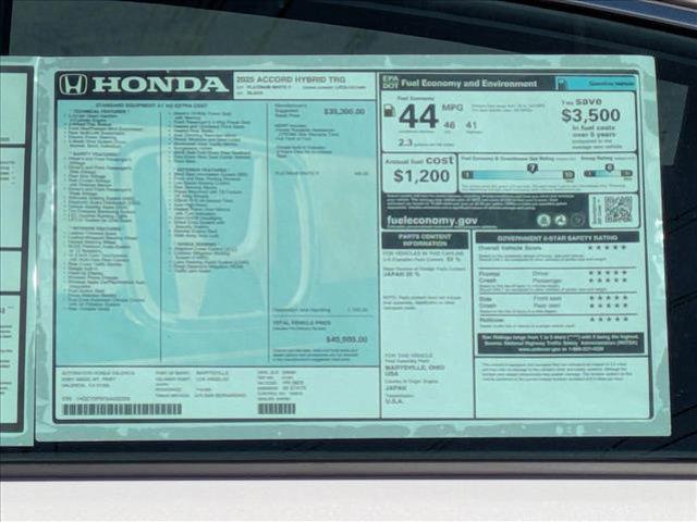 new 2025 Honda Accord Hybrid car, priced at $40,905