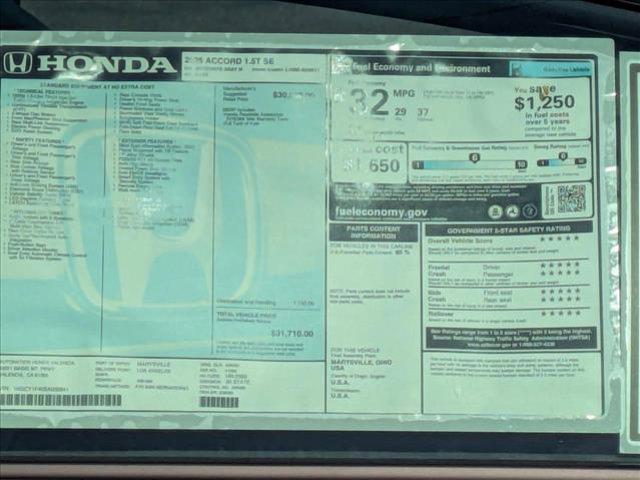new 2025 Honda Accord car, priced at $31,710