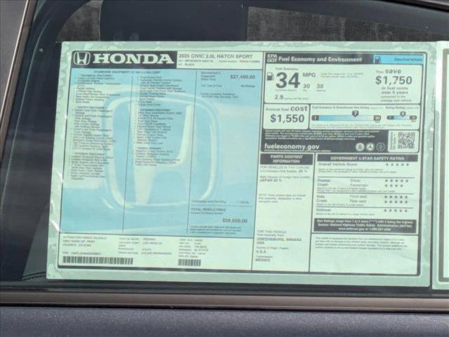 new 2025 Honda Civic car, priced at $28,600