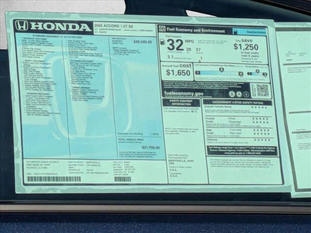 new 2025 Honda Accord car, priced at $32,254