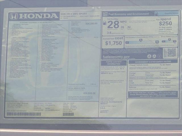 new 2026 Honda HR-V car, priced at $29,999