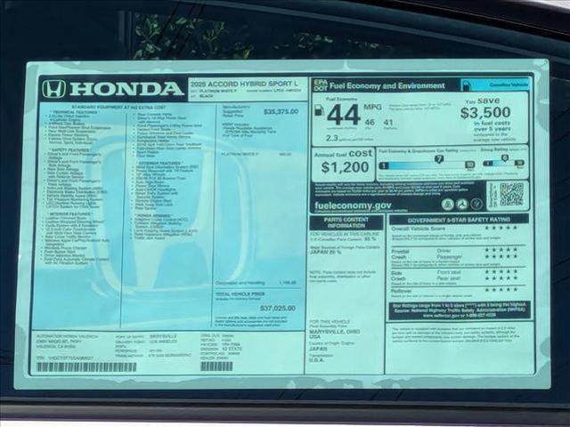 new 2025 Honda Accord Hybrid car, priced at $37,524