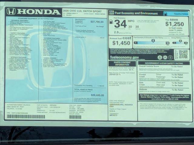new 2026 Honda Civic car, priced at $29,944