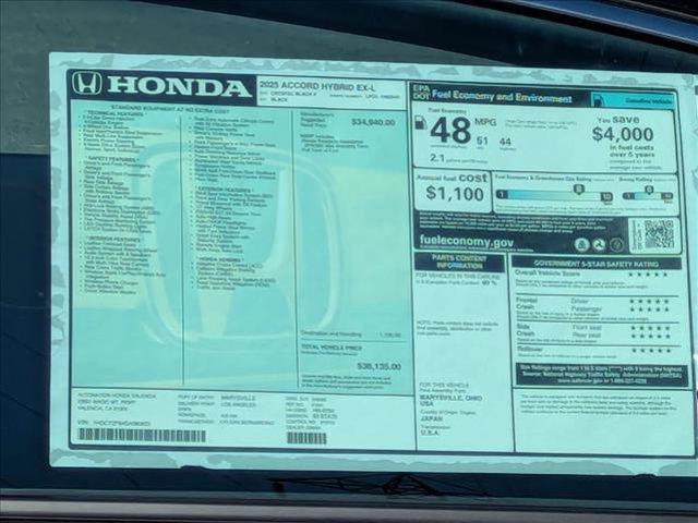 new 2025 Honda Accord Hybrid car, priced at $36,634