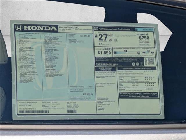 new 2026 Honda HR-V car, priced at $33,499