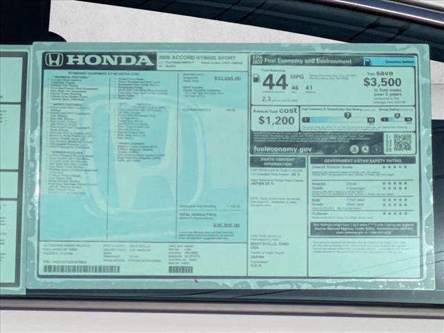 new 2025 Honda Accord Hybrid car, priced at $35,804