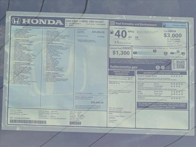 new 2025 Honda CR-V Hybrid car, priced at $36,045